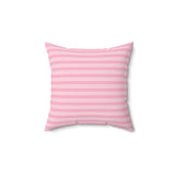 Soft Pink Striped Faux Suede Square Pillow