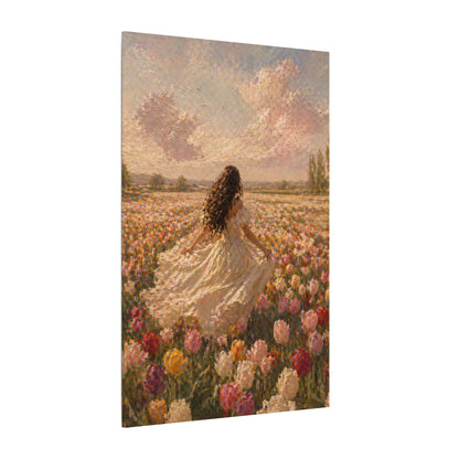 Spring Meadow Canvas Print - Woman in Lavender Field Matte Stretched Wall Art