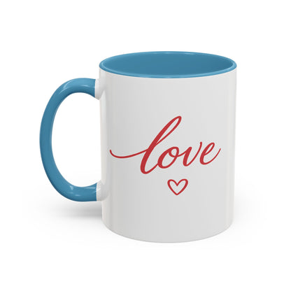 Love Script Accent Coffee Mug – Romantic Heart 11/15oz
