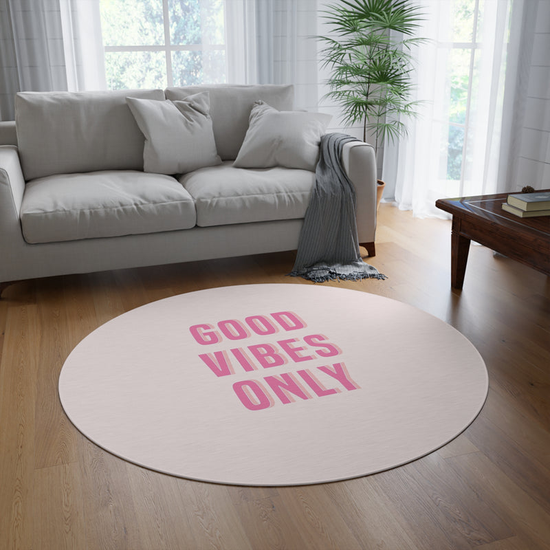 Good Vibes Only Pink Round Rug