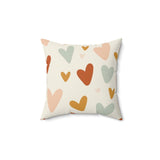 Holiday Hearts Faux Suede Square Pillow