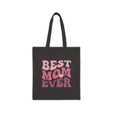 Best Mom Ever Groovy Pink Cotton Canvas Tote Bag