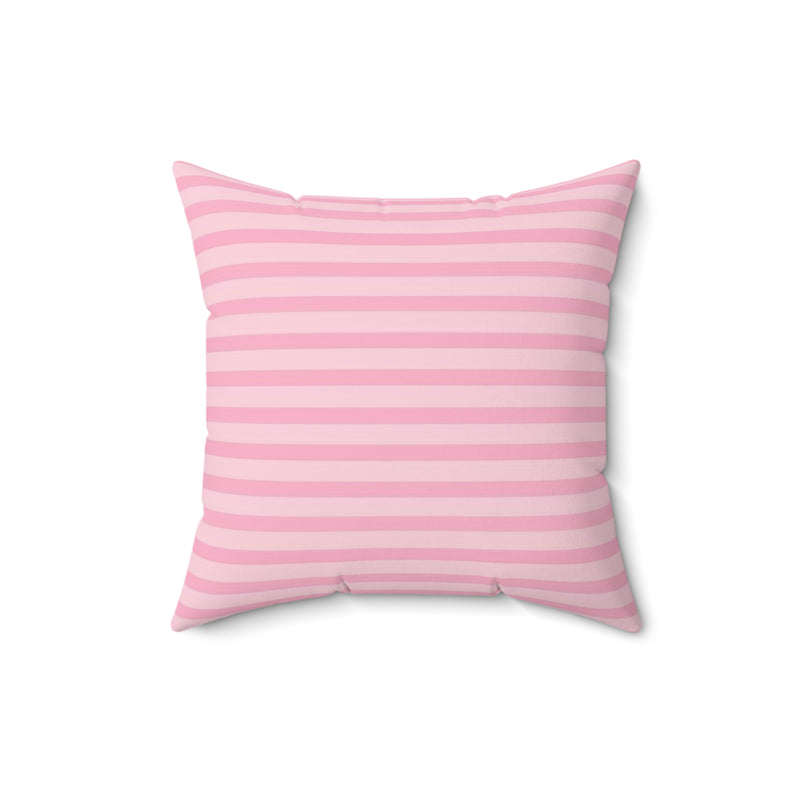 Soft Pink Striped Faux Suede Square Pillow