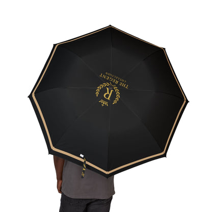 The Regent Collection Semi-Automatic Foldable Luxury Umbrella Black with Gold Stripe