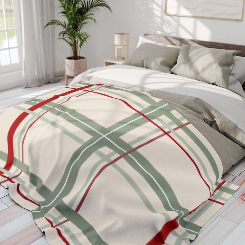 Red and Green Striped Arctic Fleece Blanket