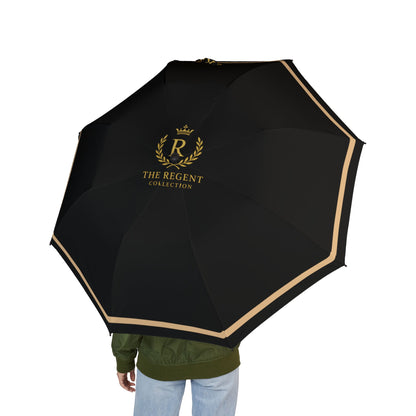 The Regent Collection Semi-Automatic Foldable Luxury Umbrella Black with Gold Stripe