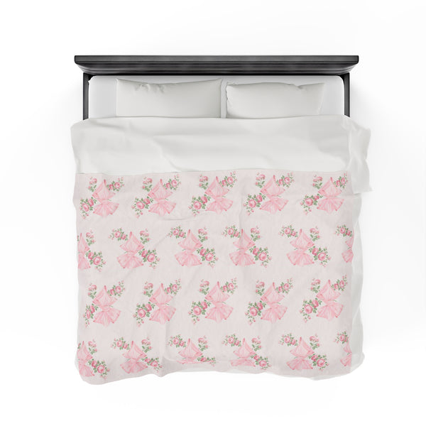 Rosa Beaux Pink Velveteen Plush Blanket