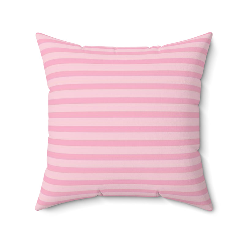 Soft Pink Striped Faux Suede Square Pillow