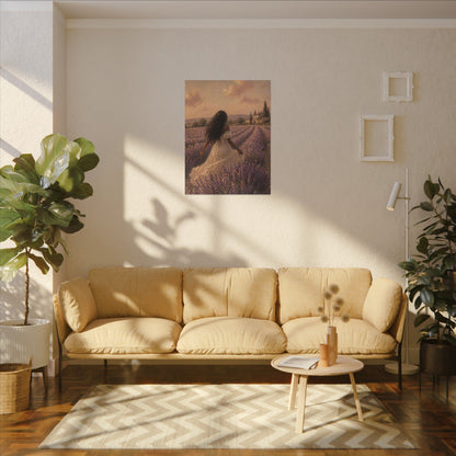 Lavender Field Canvas Print — Woman in Spring Meadow (Matte Stretched)