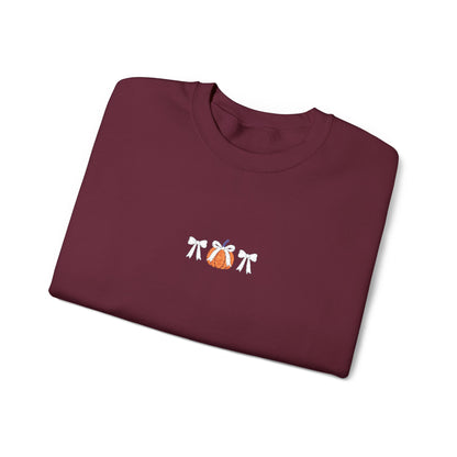 Coquette Pumpkin Embroidered Crewneck Sweatshirt