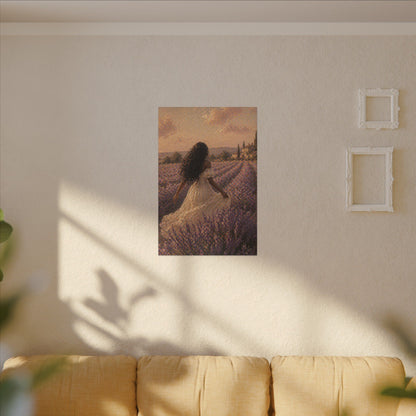 Lavender Field Canvas Print — Woman in Spring Meadow (Matte Stretched)
