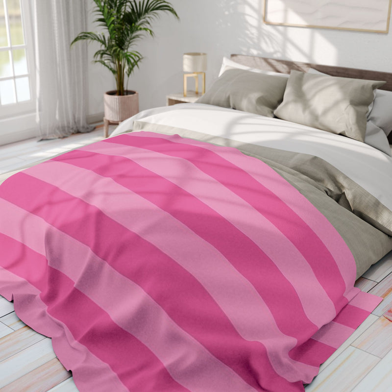 Pink Striped Arctic Fleece Blanket