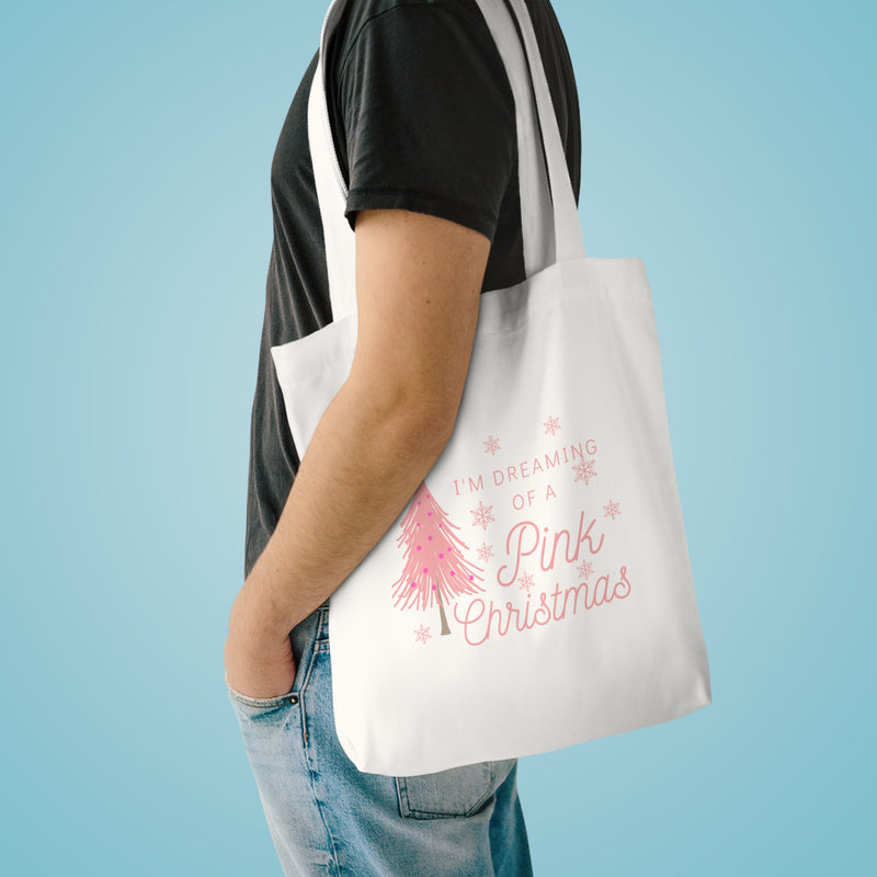 Dreaming of a Pink Christmas Cotton Tote Bag