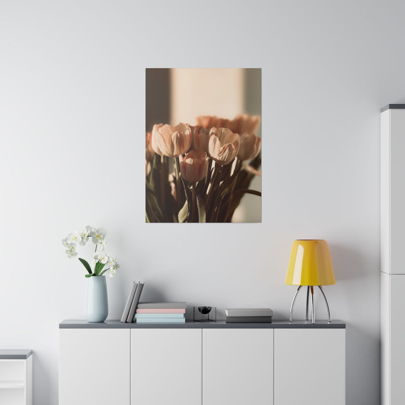 Sunrise Tulips Matte Canvas, Stretched