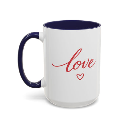 Love Script Accent Coffee Mug – Romantic Heart 11/15oz