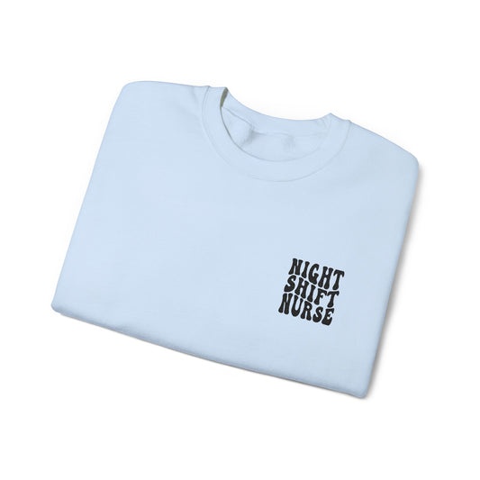 Night Shift Nurse Groovy Embroidered Crewneck Sweatshirt