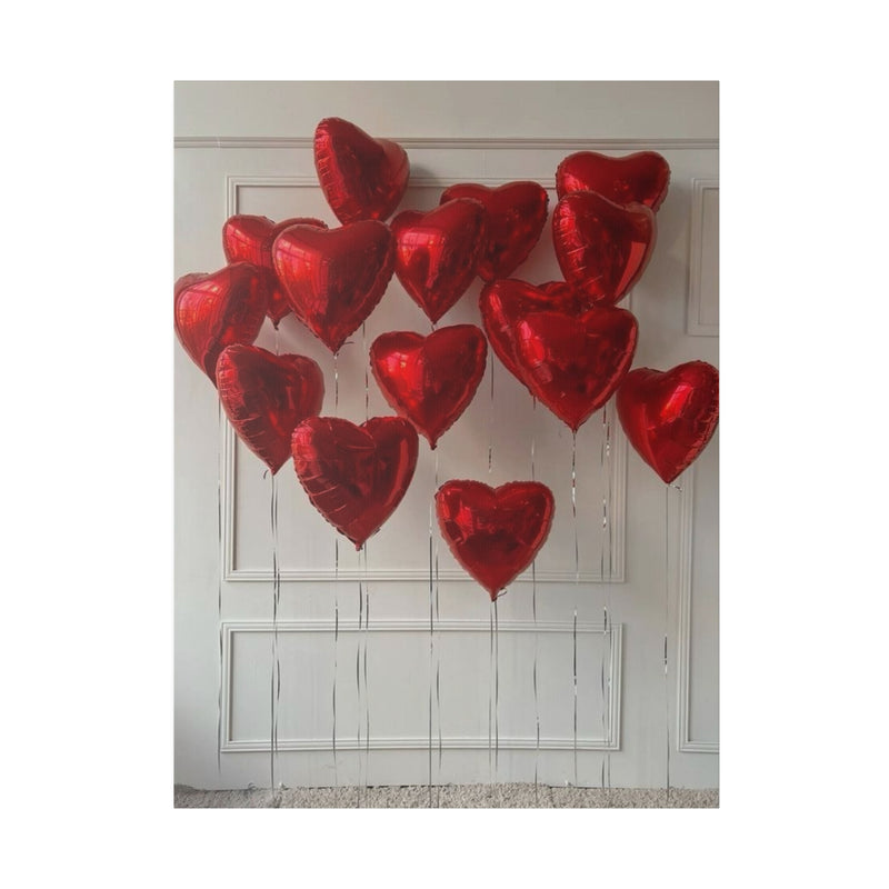 Red Heart Balloons Matte Canvas, Stretched