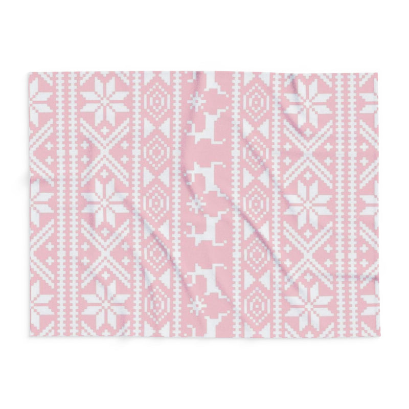 Pink Tribal Reindeer Arctic Fleece Blanket