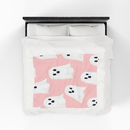 Cute Ghost Pattern Pink Velveteen Plush Blanket