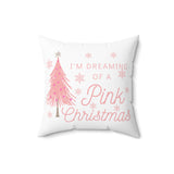 Dreaming of a Pink Christmas Faux Suede Square Pillow