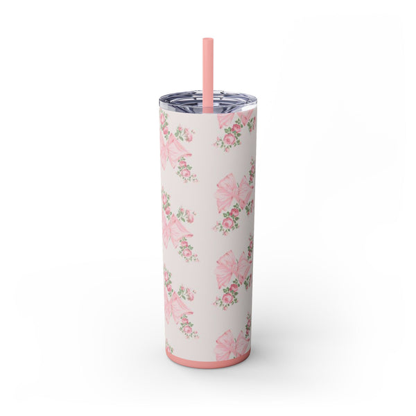 Rosa Beaux Pink Skinny Tumbler with Straw