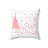 Dreaming of a Pink Christmas Faux Suede Square Pillow