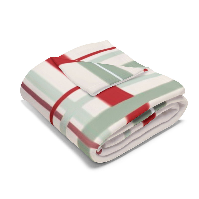 Red and Green Striped Arctic Fleece Blanket