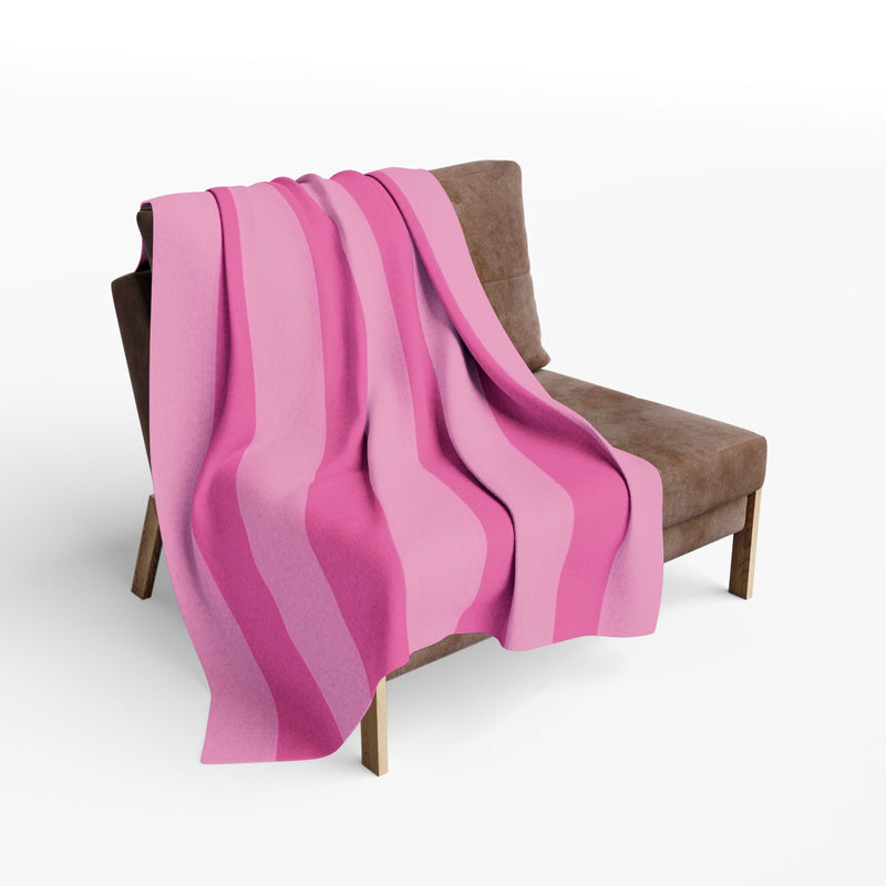 Pink Striped Arctic Fleece Blanket