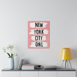 Pink NYC Girl Matte Canvas, Stretched