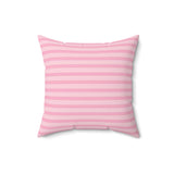 Soft Pink Striped Faux Suede Square Pillow