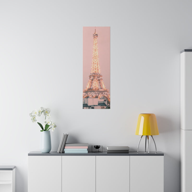 Sunset Paris Eiffel Tower Matte Canvas, Stretched