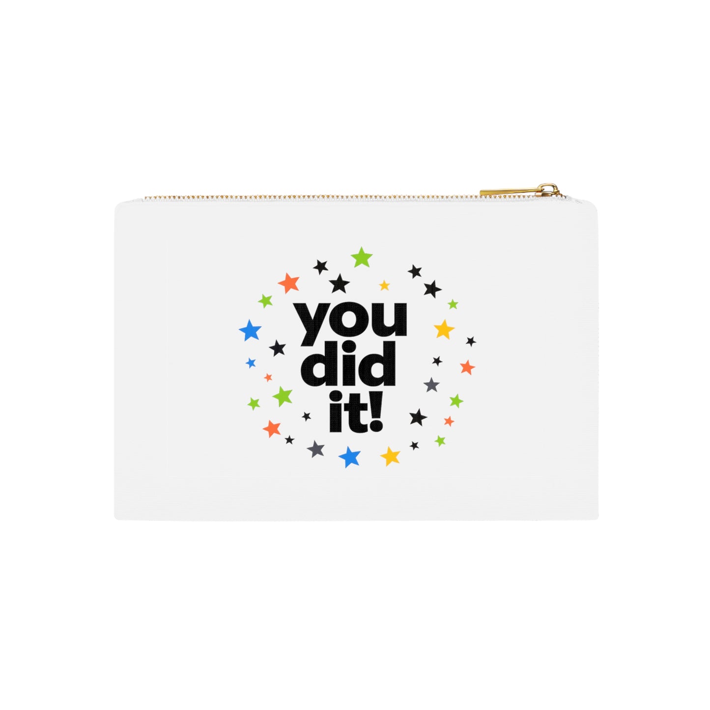 You Did It! Cosmetic Bag — Celebration Makeup Pouch with Colorful Star Design