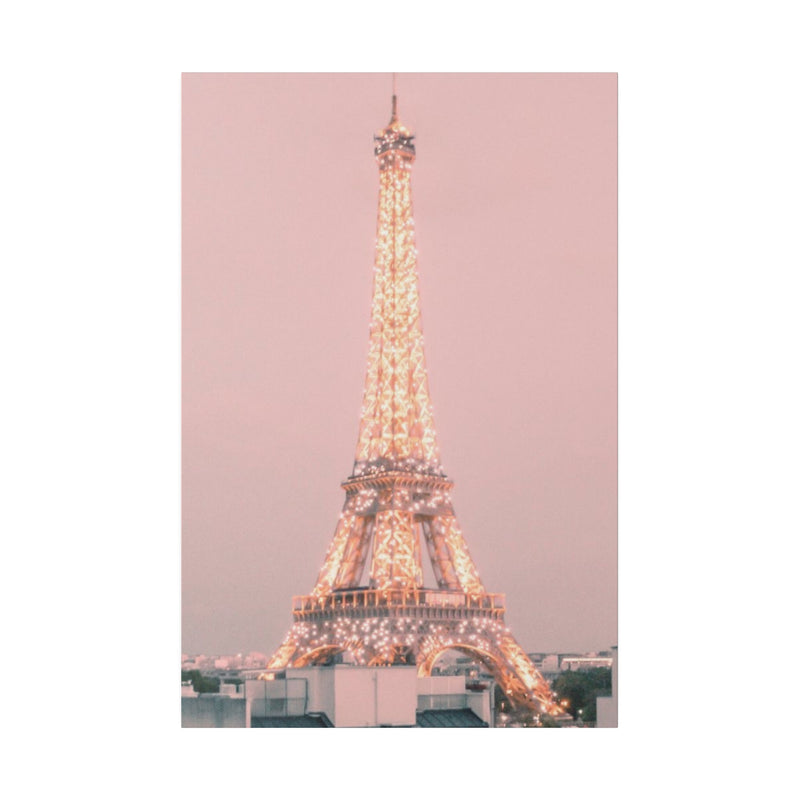 Sunset Paris Eiffel Tower Matte Canvas, Stretched