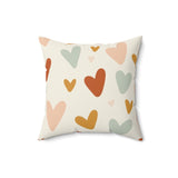 Holiday Hearts Faux Suede Square Pillow