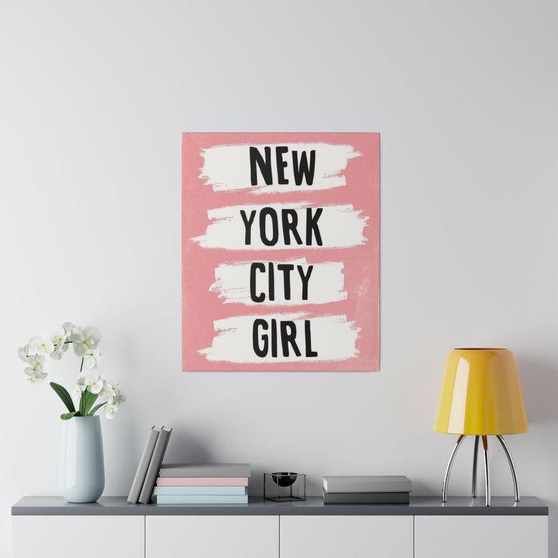 Pink NYC Girl Matte Canvas, Stretched