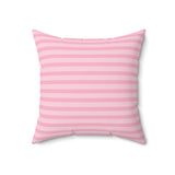 Soft Pink Striped Faux Suede Square Pillow