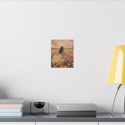 Spring Meadow Canvas Print - Woman in Lavender Field Matte Stretched Wall Art