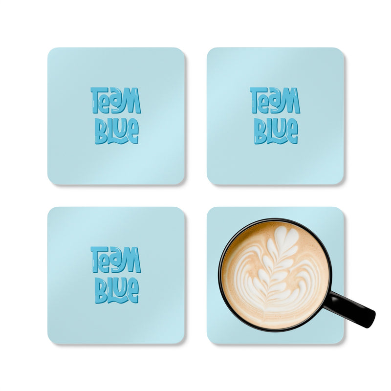 Team Blue Gender Reveal Corkwood Coaster Set