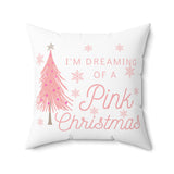 Dreaming of a Pink Christmas Faux Suede Square Pillow