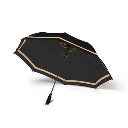 The Regent Collection Semi-Automatic Foldable Luxury Umbrella Black with Gold Stripe