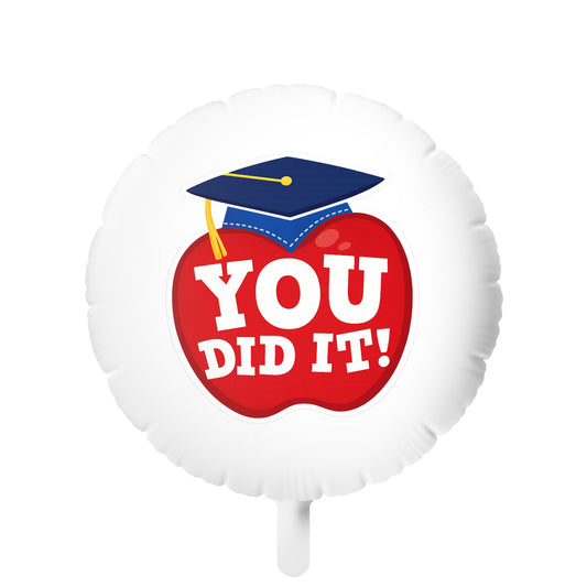 Graduation Mylar Balloon — "You Did It!" Apple 22"