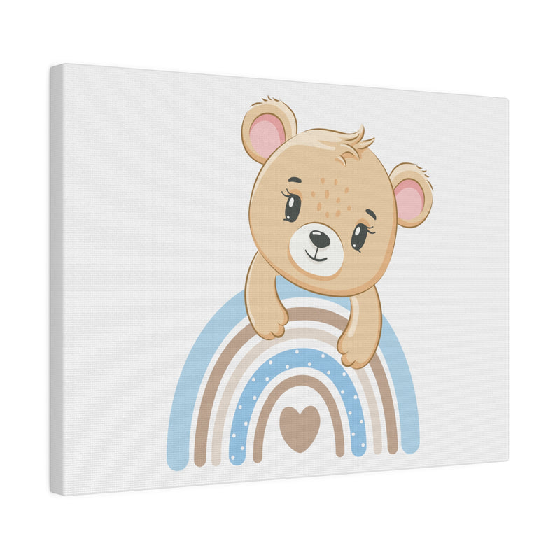 Blue Rainbow Bear Matte Canvas, Stretched