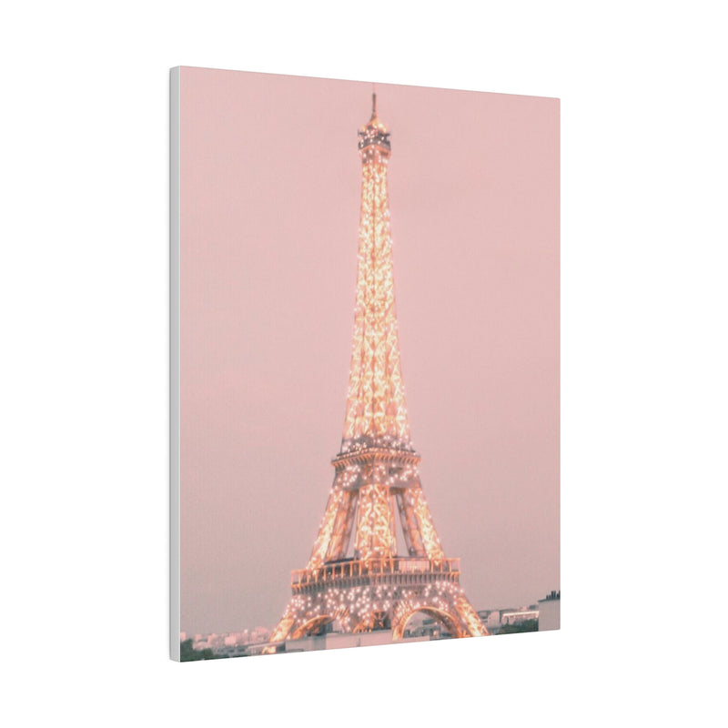 Sunset Paris Eiffel Tower Matte Canvas, Stretched