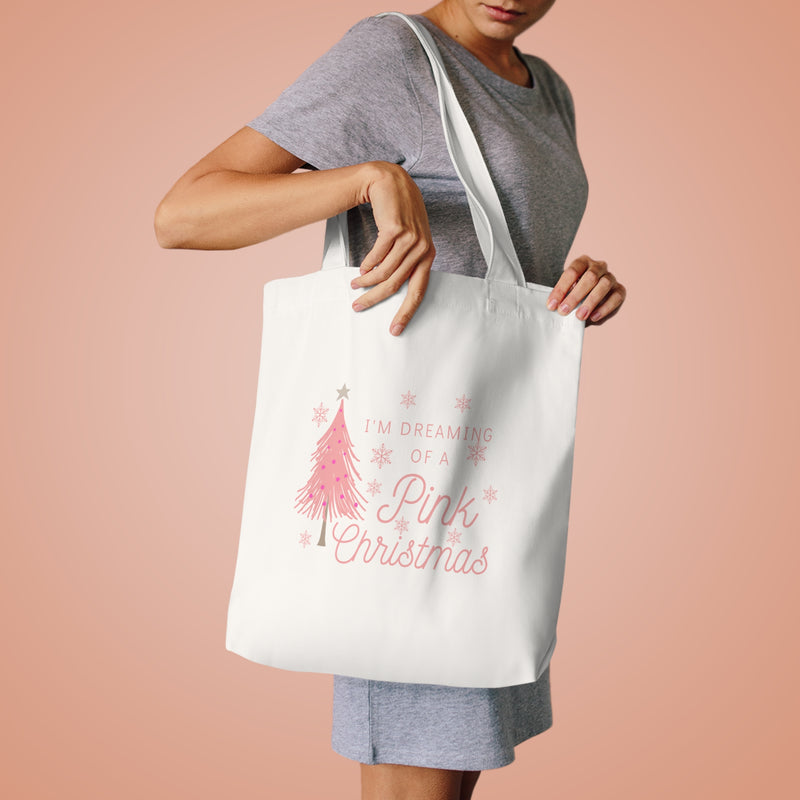 Dreaming of a Pink Christmas Cotton Tote Bag