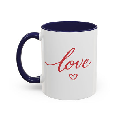 Love Script Accent Coffee Mug – Romantic Heart 11/15oz
