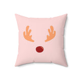 Red Nose Reindeer Faux Suede Square Pillow