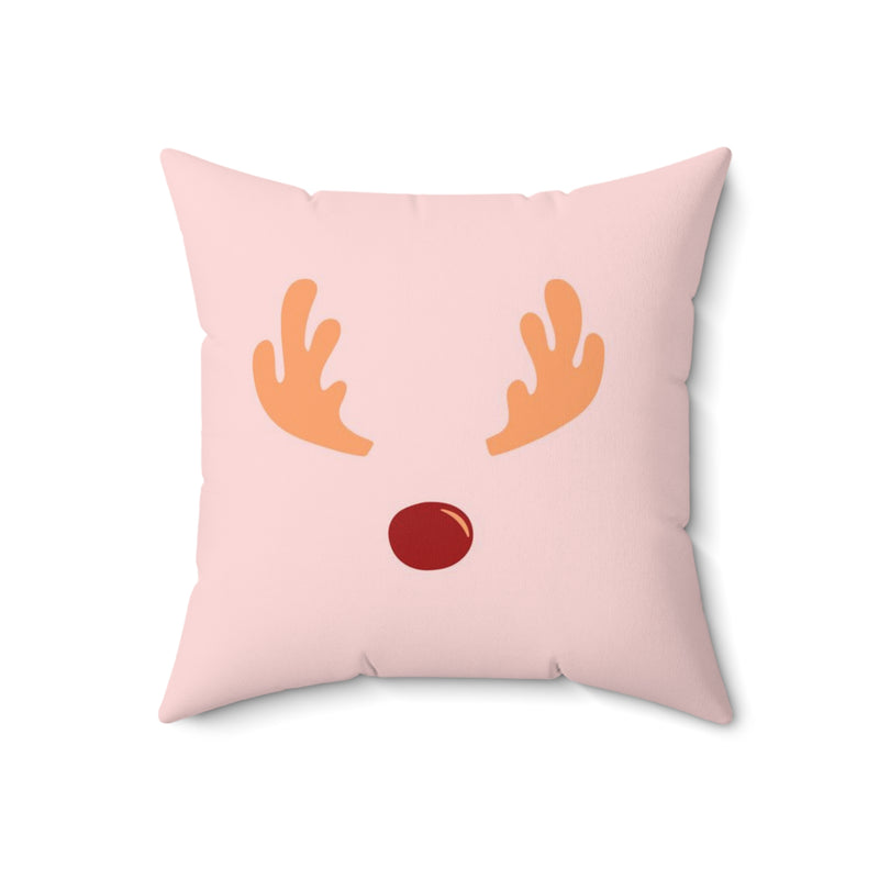 Red Nose Reindeer Faux Suede Square Pillow