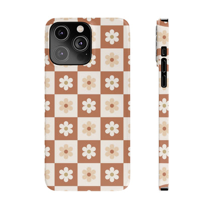 Autumn Checkered Floral Slim iPhone Case
